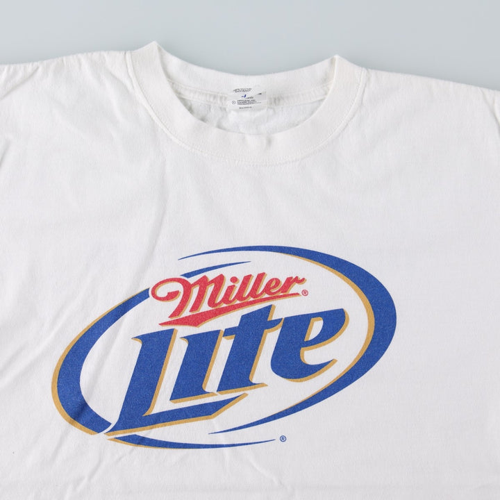 Anvil MILLER LITE Miller Beer Advertising T-Shirt, Men's Size L (approx.) cotton white type Vintage Second Hand