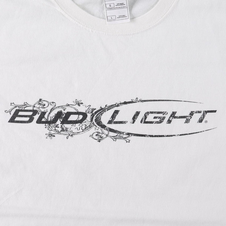Fruit of the Loom Heavy Cotton Bud Light Advertising T-Shirt (Men's Size L) cotton white type Vintage Second Hand
