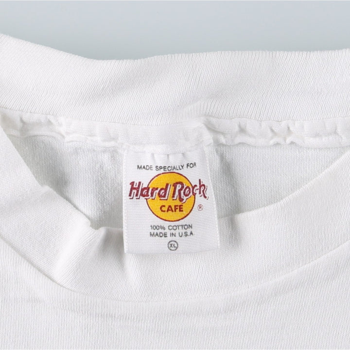 ~90'S Hard Rock Cafe Advertising T-Shirt, Made in USA, Men's XL equivalent, Vintage cotton white type Vintage Second Hand