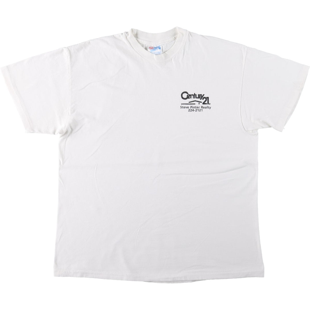 Hanes BEEFY-T CENTURY 21 Advertising T-Shirt, Made in USA, Men's Size L (approx.) cotton white type Vintage Second Hand