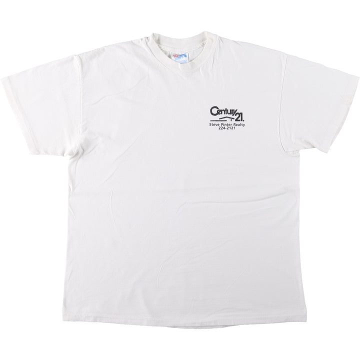 Hanes BEEFY-T CENTURY 21 Advertising T-Shirt, Made in USA, Men's Size L (approx.) cotton white type Vintage Second Hand