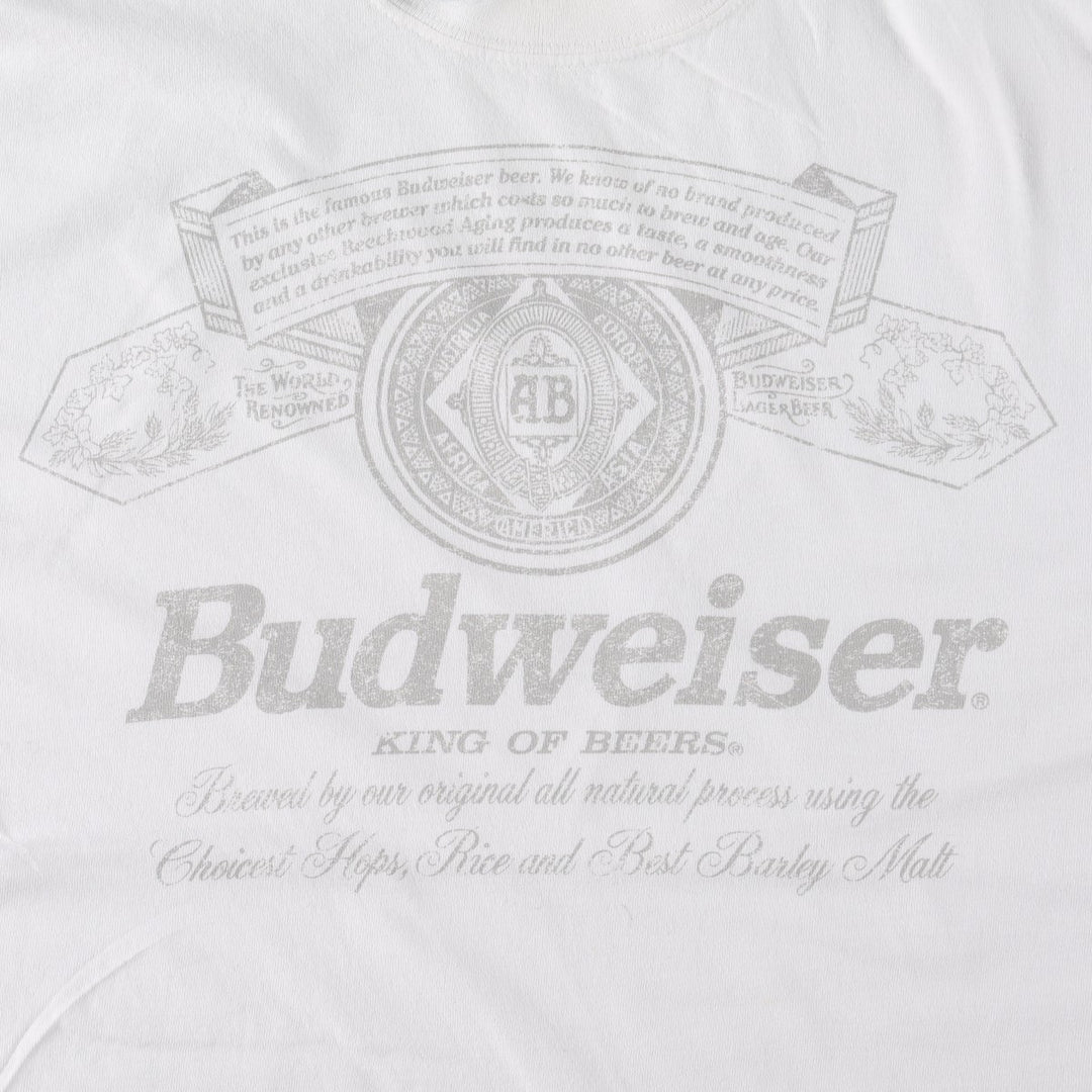 Gildan Budweiser Advertising T-Shirt, Men's Size L (equivalent) cotton white type Vintage Second Hand