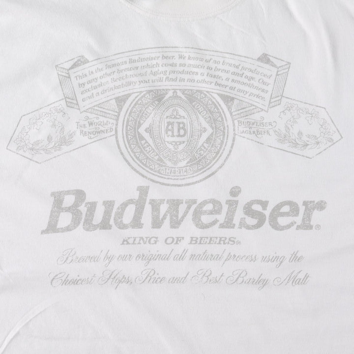 Gildan Budweiser Advertising T-Shirt, Men's Size L (equivalent) cotton white type Vintage Second Hand