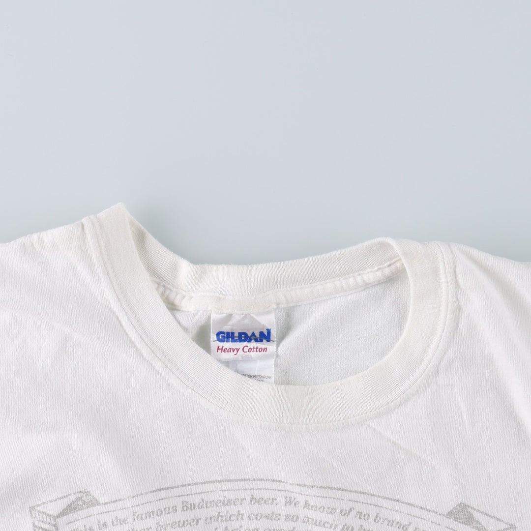 Gildan Budweiser Advertising T-Shirt, Men's Size L (equivalent) cotton white type Vintage Second Hand