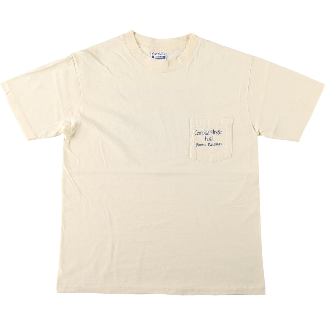 80'S Hanes BEEFY-T Compleat Angler Hotel Advertising T-Shirt, Made in USA, Men's Size L (approx.), Vintage cotton unbleached Vintage Second Hand