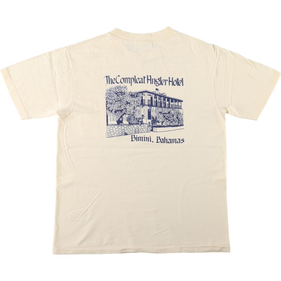 80'S Hanes BEEFY-T Compleat Angler Hotel Advertising T-Shirt, Made in USA, Men's Size L (approx.), Vintage cotton unbleached Vintage Second Hand
