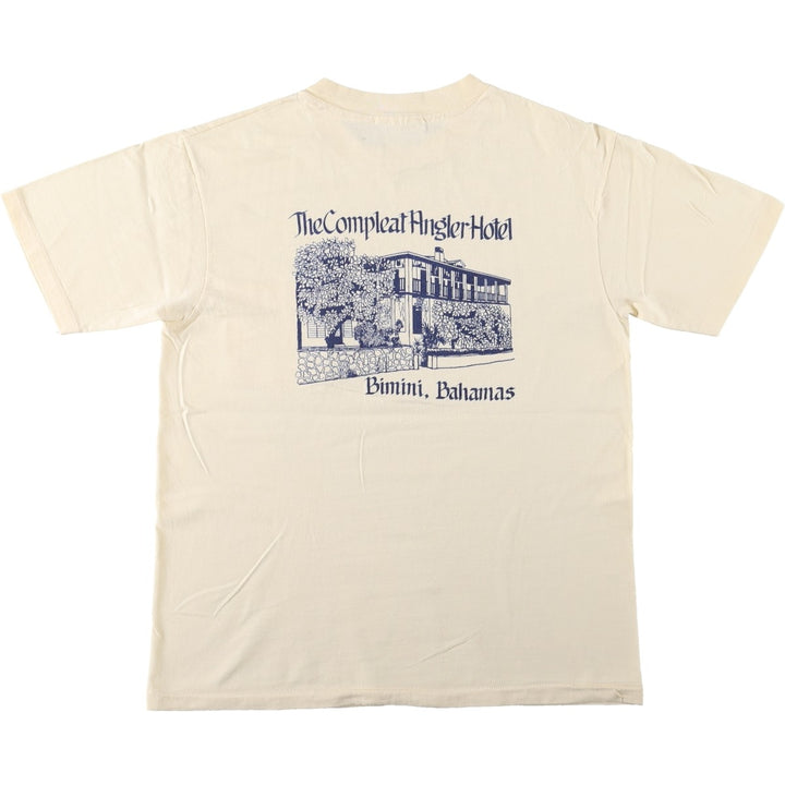 80'S Hanes BEEFY-T Compleat Angler Hotel Advertising T-Shirt, Made in USA, Men's Size L (approx.), Vintage cotton unbleached Vintage Second Hand