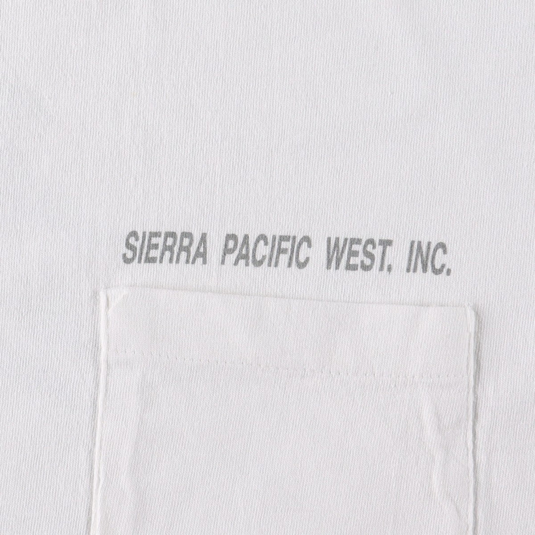 90'S ONEITA POWER-T Sierra Pacific West Advertising T-Shirt, Made in USA, Men's Size L (Equivalent), Vintage cotton white type Vintage Second Hand