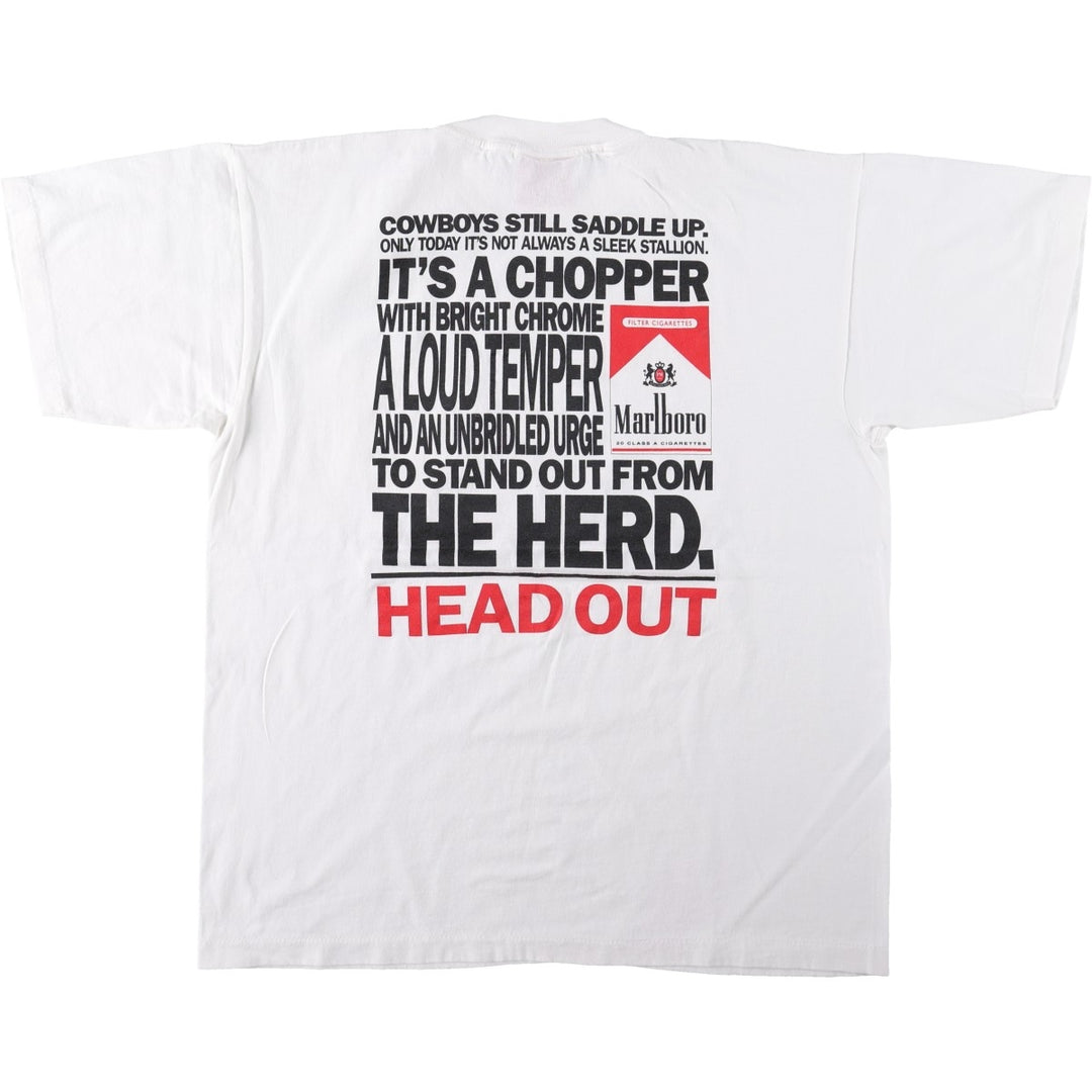 90'S MARLBORO COUNTRY STORE Marlboro Advertising T-shirt, Made in USA, Men's XL equivalent, Vintage cotton white type Vintage Second Hand