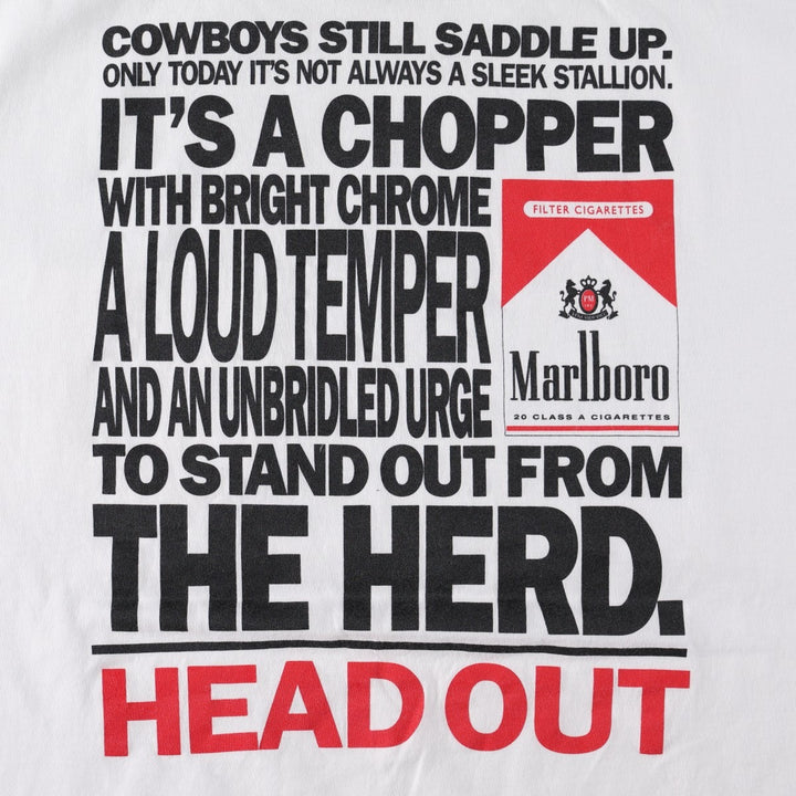 90'S MARLBORO COUNTRY STORE Marlboro Advertising T-shirt, Made in USA, Men's XL equivalent, Vintage cotton white type Vintage Second Hand
