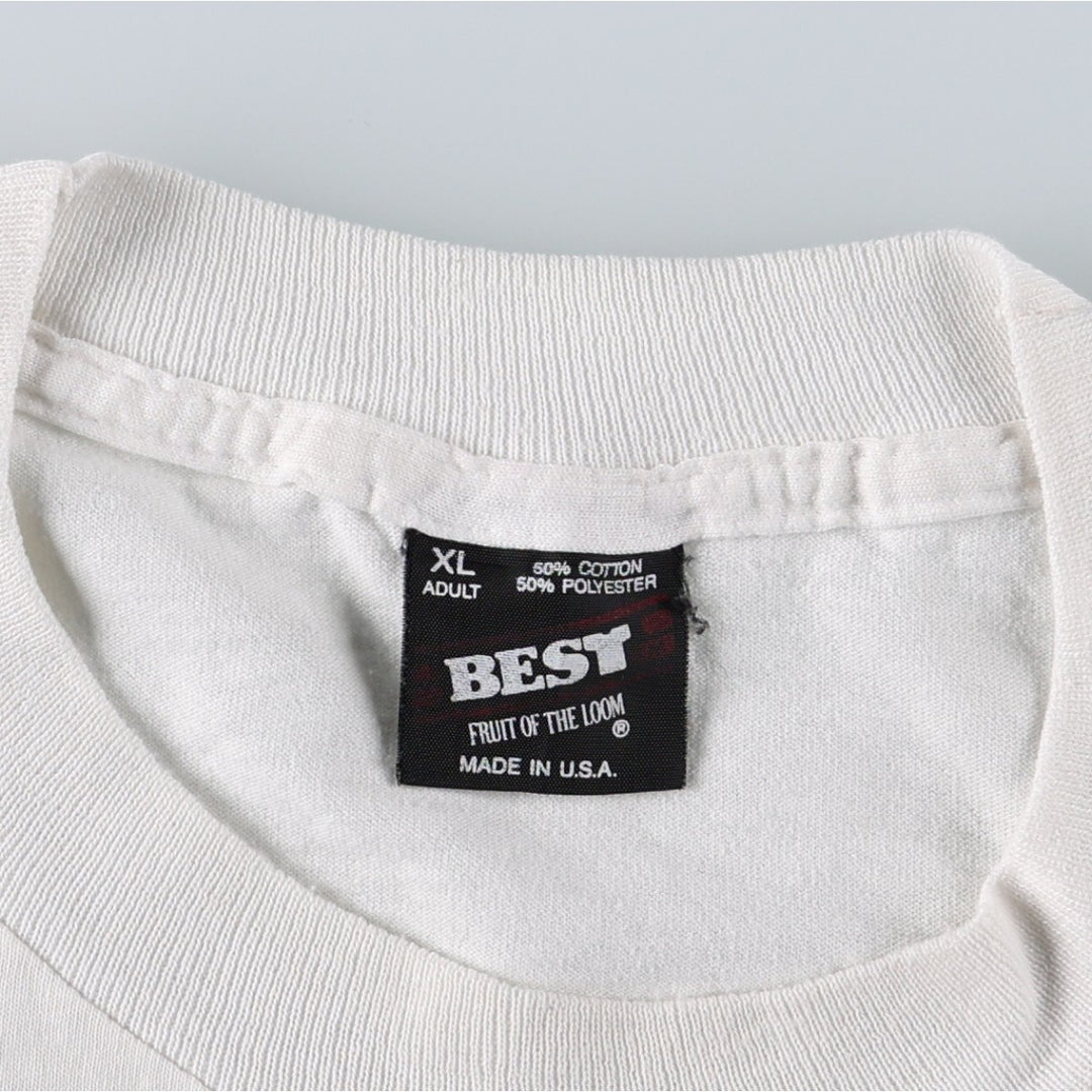 90'S Fruit of the Loom BEST Gekkeikan (Laurel Wreath) Advertising T-Shirt, Made in USA, Men's XL equivalent, Vintage cotton white type Vintage Second Hand