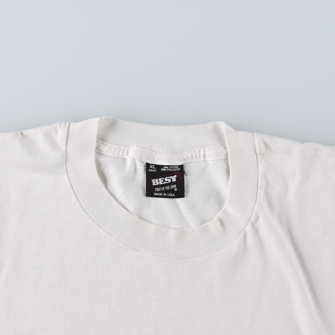90'S Fruit of the Loom BEST Gekkeikan (Laurel Wreath) Advertising T-Shirt, Made in USA, Men's XL equivalent, Vintage cotton white type Vintage Second Hand