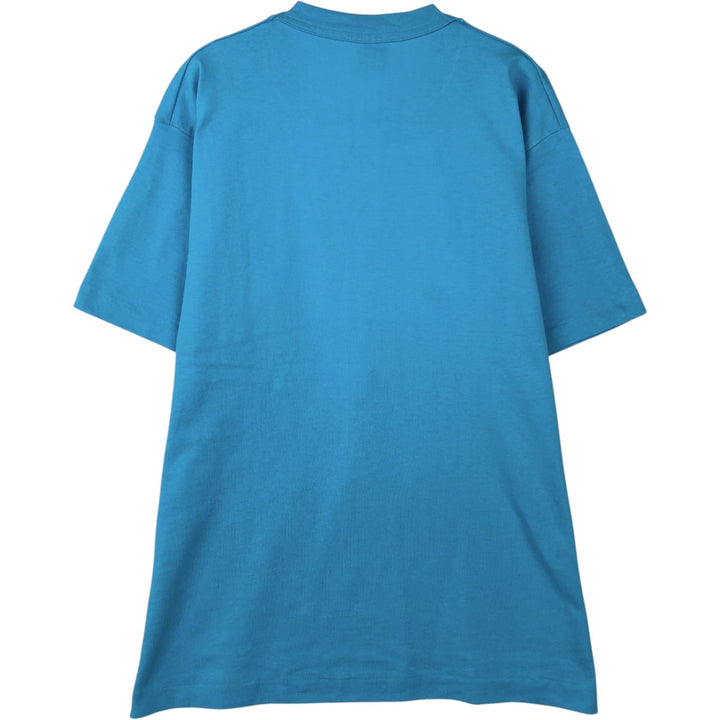 90'S Fruit of the Loom Best Printed T-shirt, Made in USA, Men's L size, Vintage cotton Blue type light blue Vintage Second Hand