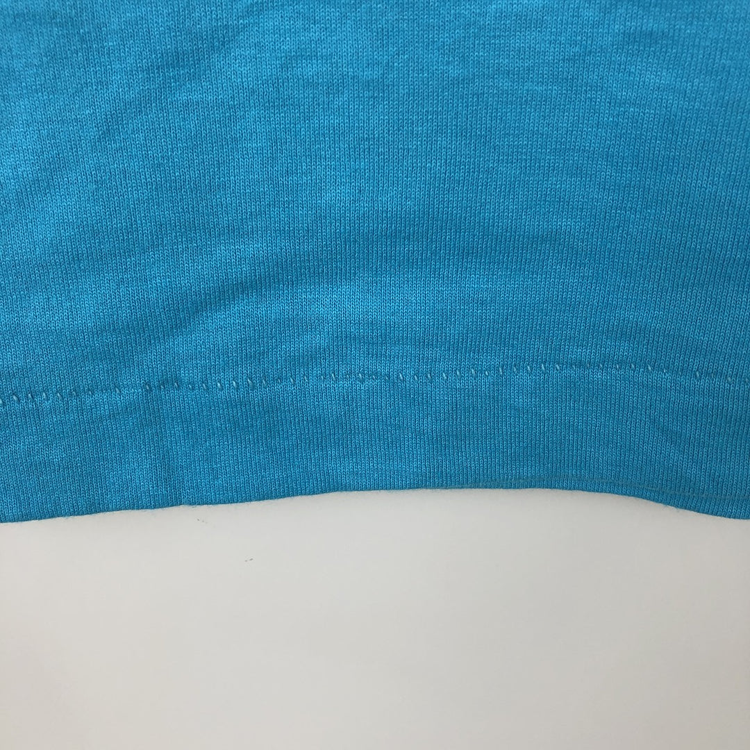 90'S Fruit of the Loom Best Printed T-shirt, Made in USA, Men's L size, Vintage cotton Blue type light blue Vintage Second Hand