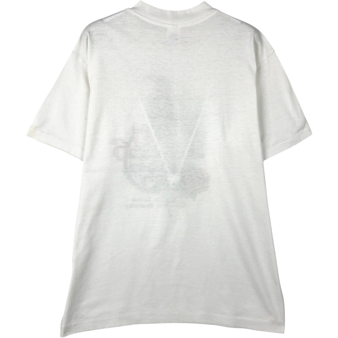 80'S TRENCH Print T-Shirt, Made in USA, Men's Size L (Equivalent), Vintage cotton white type Vintage Second Hand