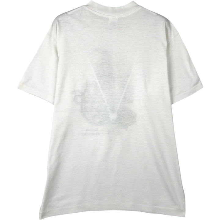 80'S TRENCH Print T-Shirt, Made in USA, Men's Size L (Equivalent), Vintage cotton white type Vintage Second Hand