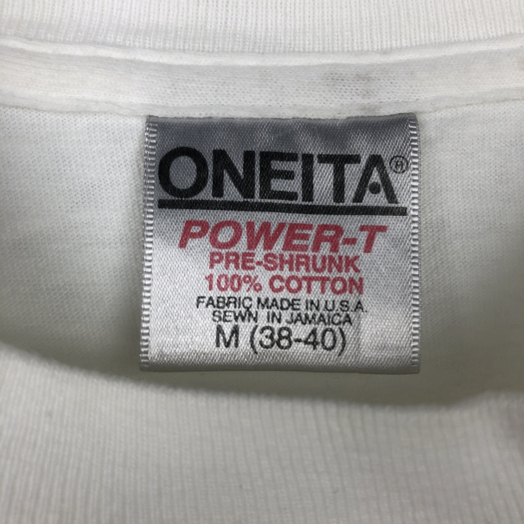 90'S ONEITA POWER-T Animal Pattern Print T-Shirt, Made in USA, Men's Size M (Equivalent), Vintage cotton white type Vintage Second Hand