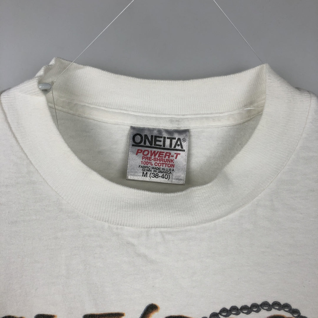90'S ONEITA POWER-T Animal Pattern Print T-Shirt, Made in USA, Men's Size M (Equivalent), Vintage cotton white type Vintage Second Hand