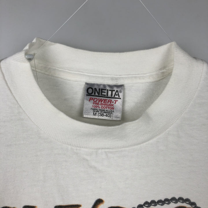90'S ONEITA POWER-T Animal Pattern Print T-Shirt, Made in USA, Men's Size M (Equivalent), Vintage cotton white type Vintage Second Hand