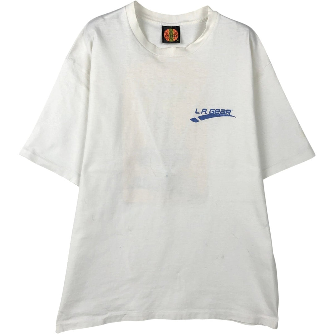 90'S LAGEAR Print T-Shirt, Made in USA, Men's Size M (Equivalent), Vintage unclear white type Vintage Second Hand