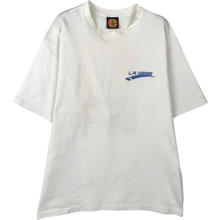 90'S LAGEAR Print T-Shirt, Made in USA, Men's Size M (Equivalent), Vintage unclear white type Vintage Second Hand