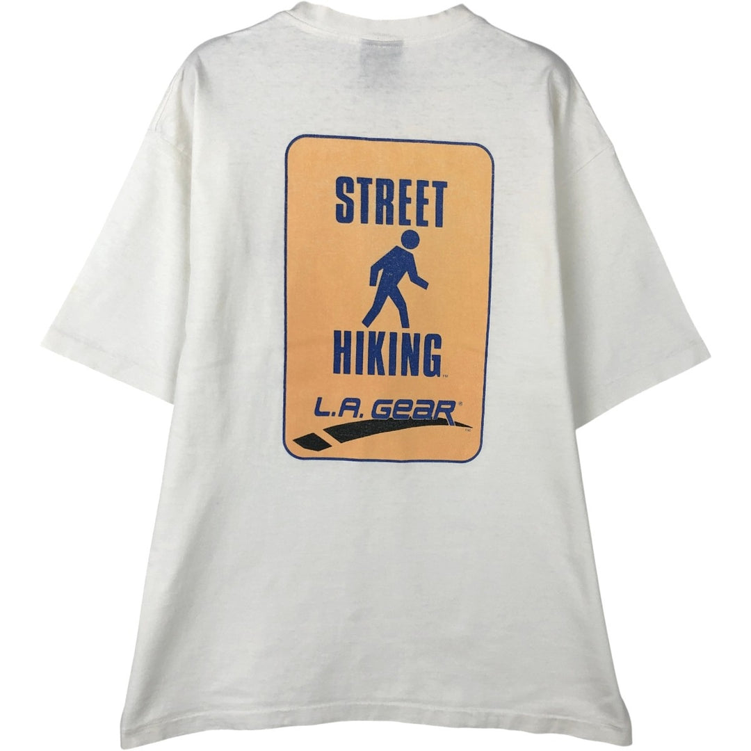 90'S LAGEAR Print T-Shirt, Made in USA, Men's Size M (Equivalent), Vintage unclear white type Vintage Second Hand