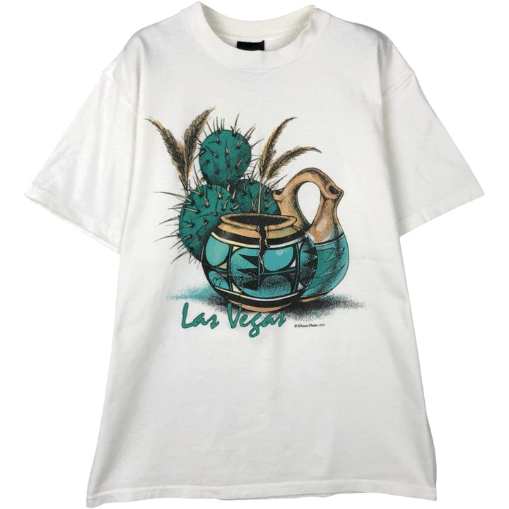 90'S Printed T-Shirt, Made in USA, Men's Size M (Equivalent), Vintage cotton white type Vintage Second Hand