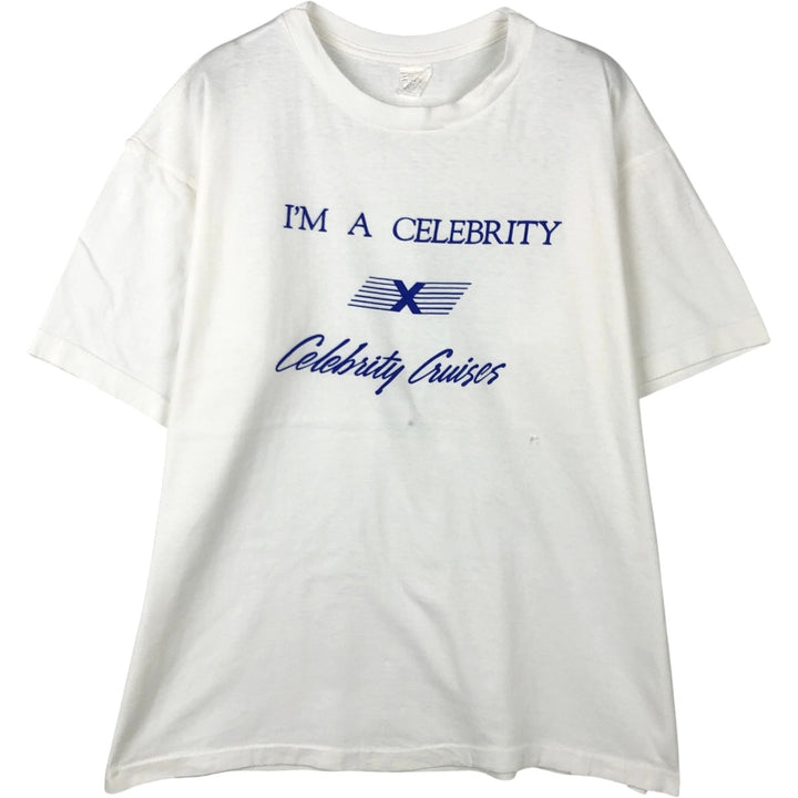 Printed T-shirt, men's size L cotton white type Vintage Second Hand