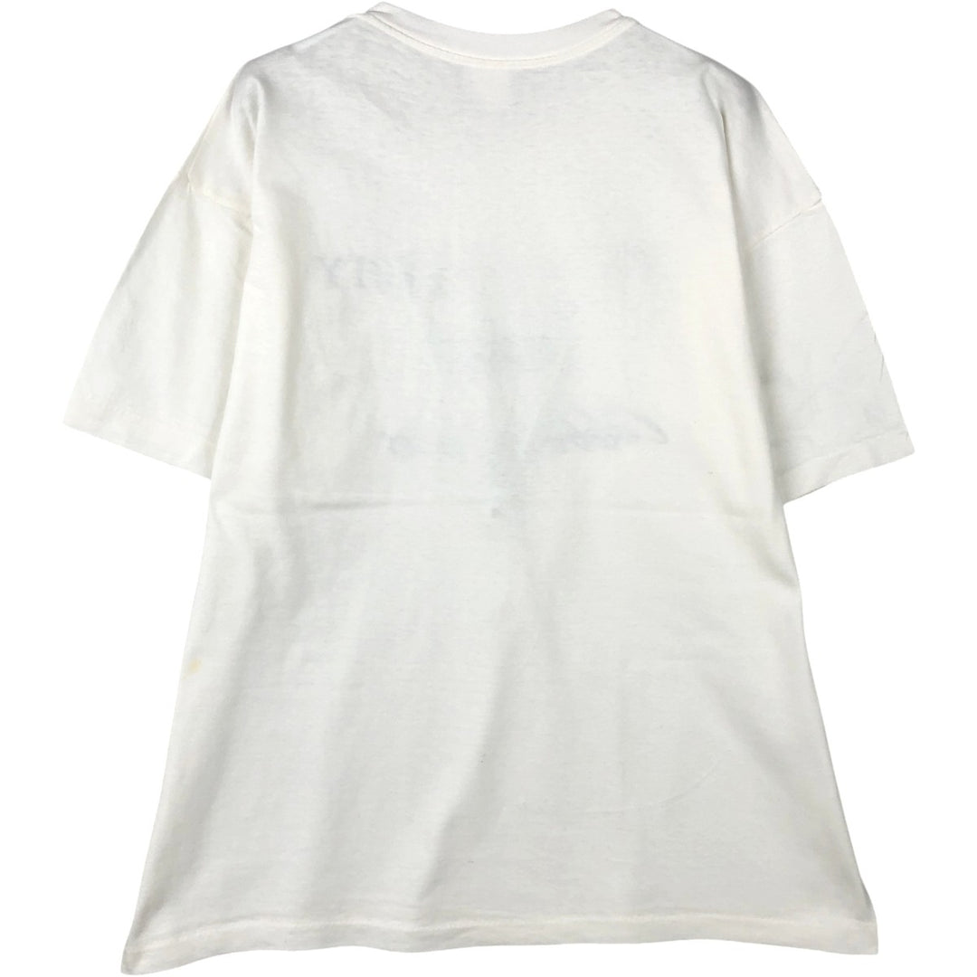 Printed T-shirt, men's size L cotton white type Vintage Second Hand