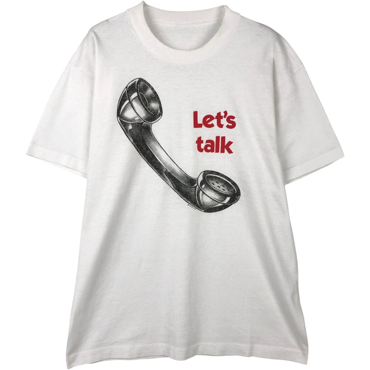 80'S message print T-shirt, men's size XL equivalent, vintage. unclear white type Vintage Second Hand