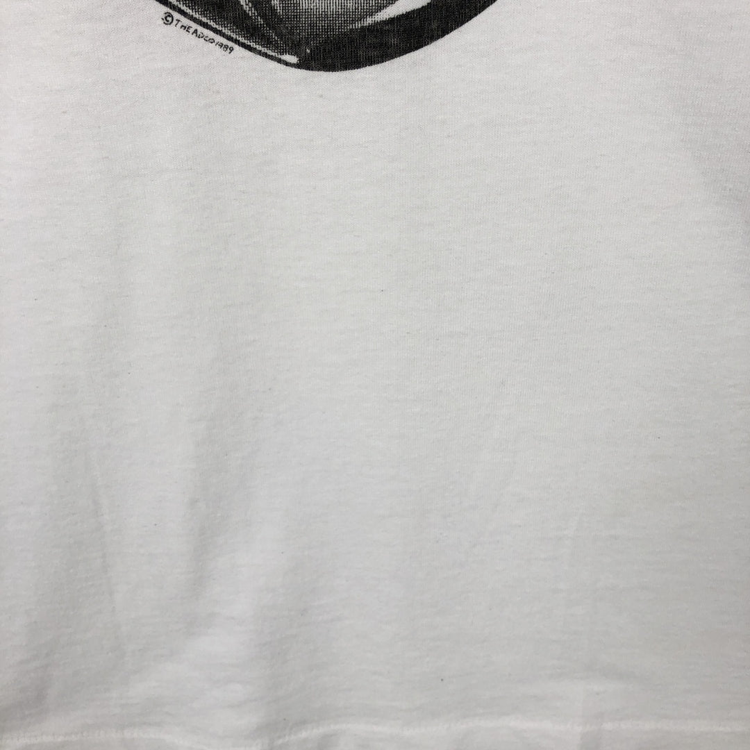 80'S message print T-shirt, men's size XL equivalent, vintage. unclear white type Vintage Second Hand
