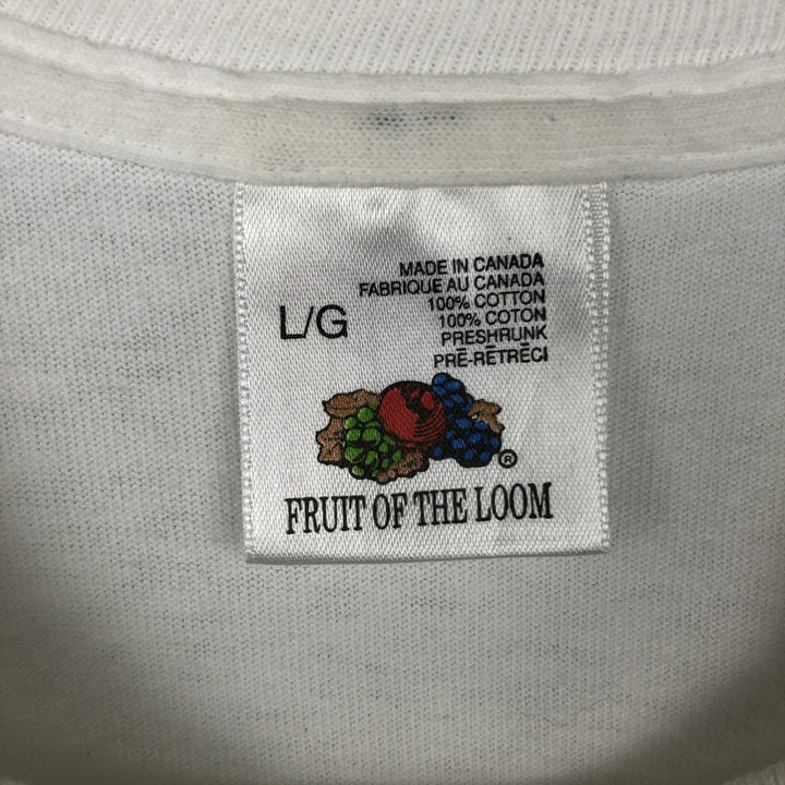 Vintage 90'S Fruit of the Loom print T-shirt, Made in Canada, Men's Size Large cotton white type Vintage Second Hand