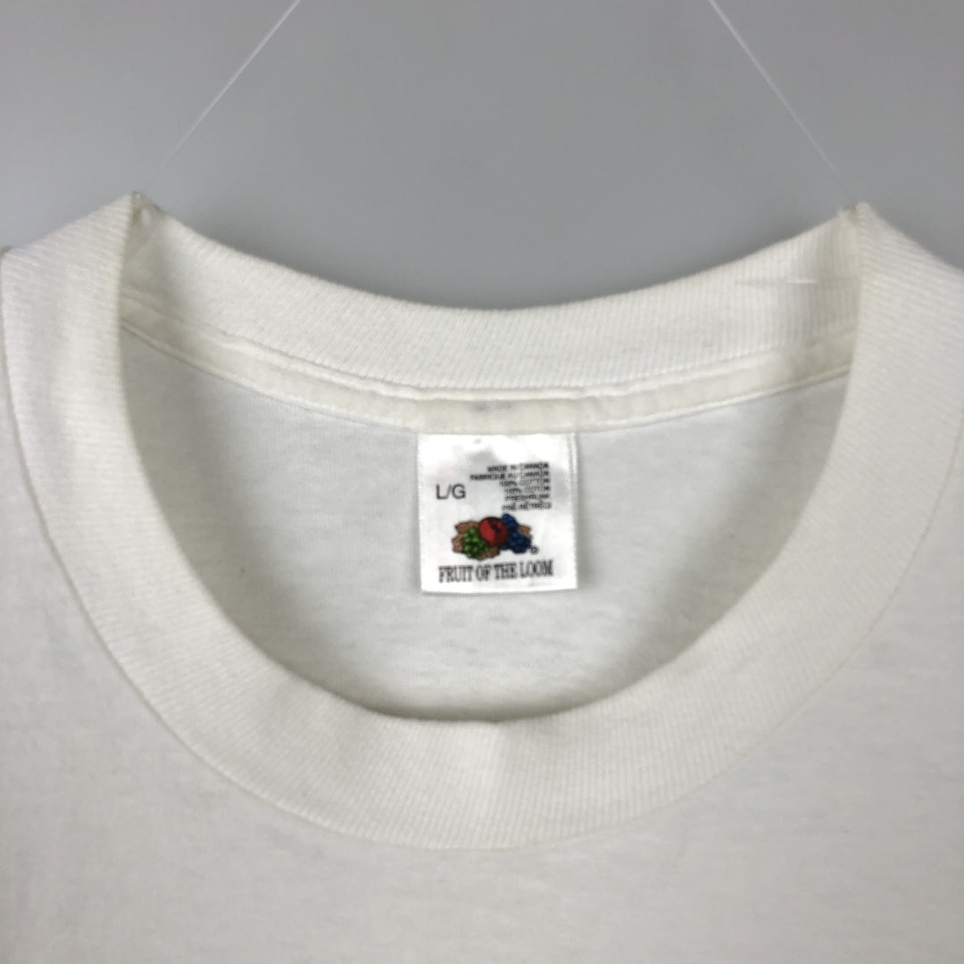 Vintage 90'S Fruit of the Loom print T-shirt, Made in Canada, Men's Size Large cotton white type Vintage Second Hand