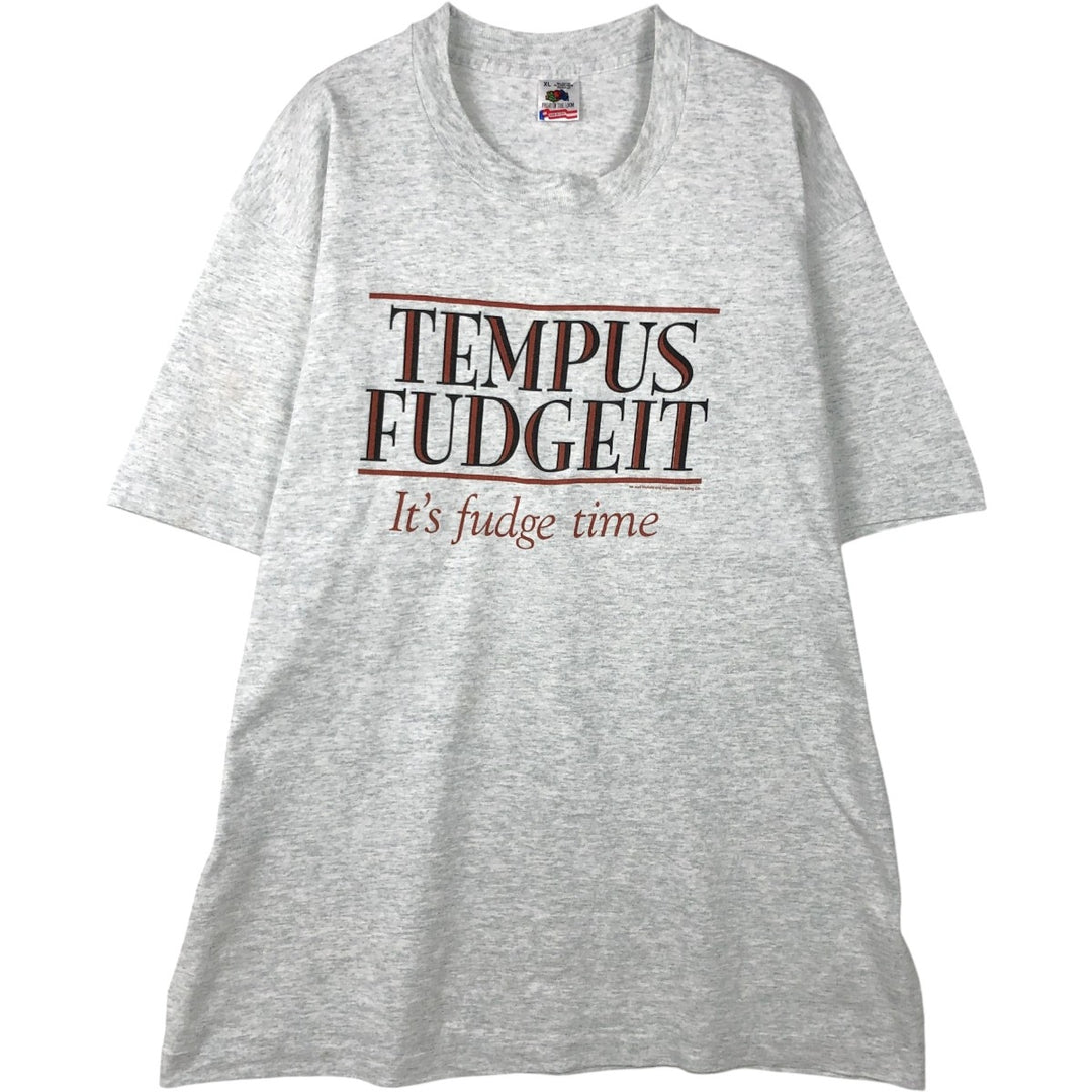 90'S Fruit of the Loom printed T-shirt, made in the USA, men's XL size, vintage cotton white type Vintage Second Hand