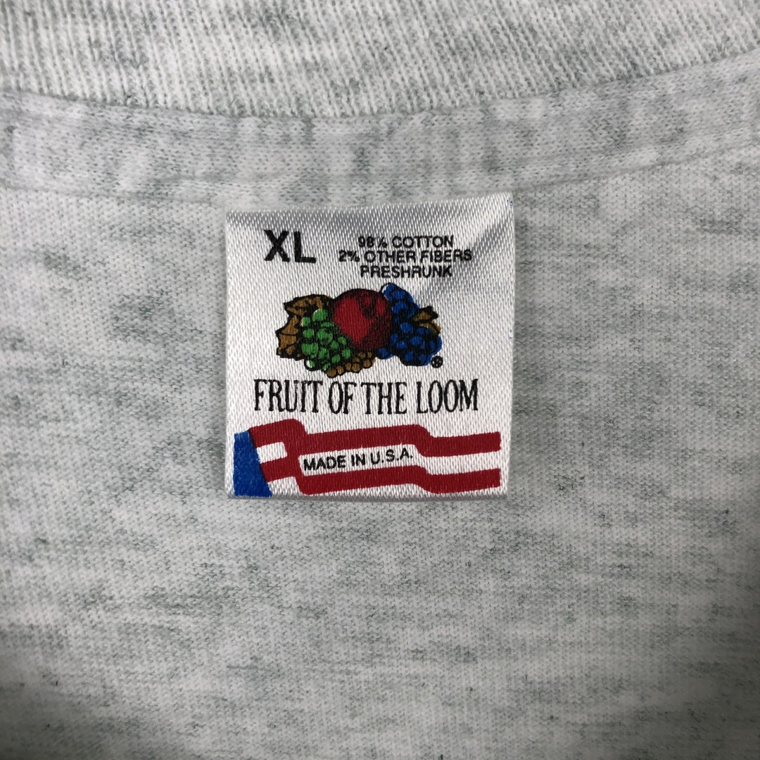 90'S Fruit of the Loom printed T-shirt, made in the USA, men's XL size, vintage cotton white type Vintage Second Hand