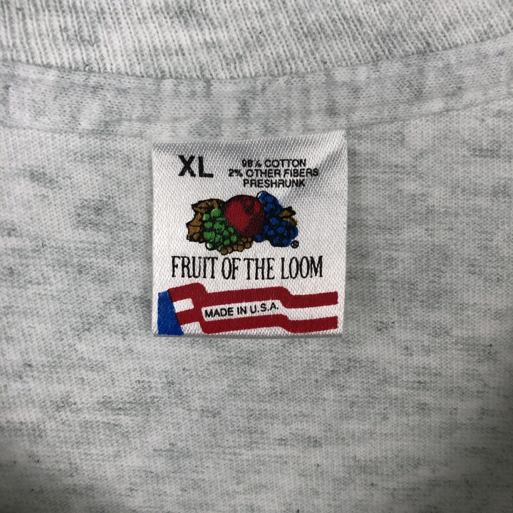 90'S Fruit of the Loom printed T-shirt, made in the USA, men's XL size, vintage cotton white type Vintage Second Hand