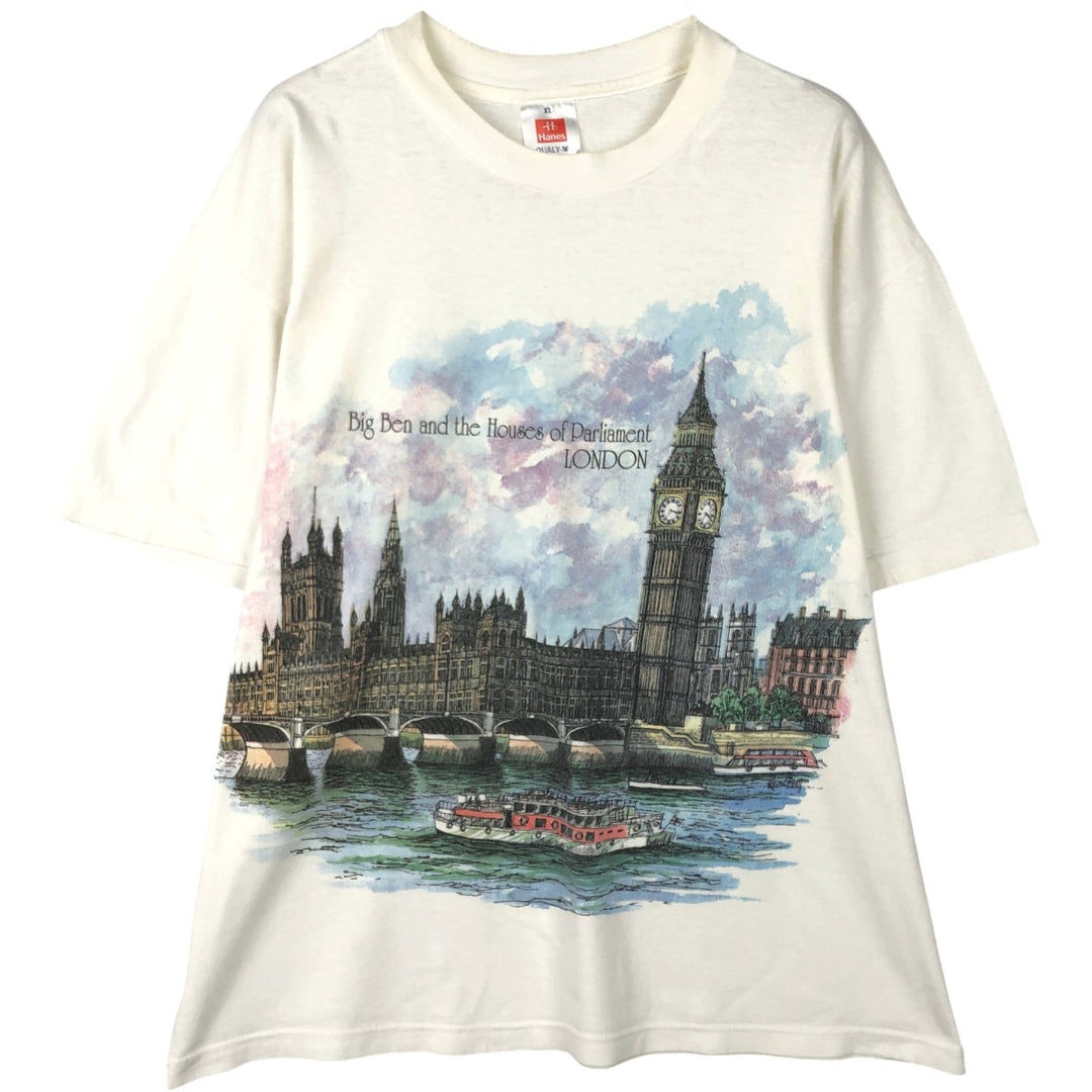 90'S Hanes QUALY-T Souvenir T-shirt, Men's XL equivalent, Vintage cotton white type Vintage Second Hand