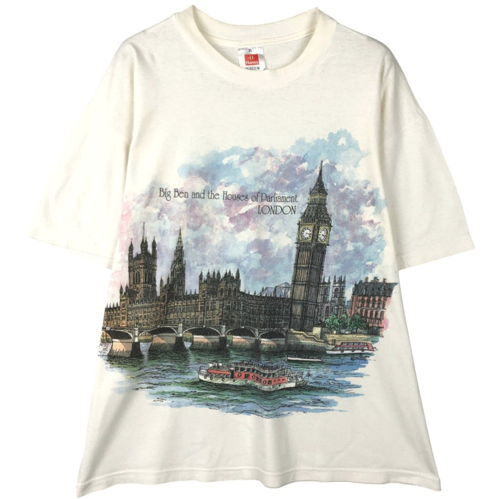 90'S Hanes QUALY-T Souvenir T-shirt, Men's XL equivalent, Vintage cotton white type Vintage Second Hand