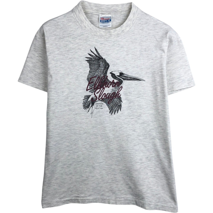 90'S Hanes BEEFY-T Animal T-Shirt, Made in USA, Men's Size M (approx.), Vintage cotton white type Vintage Second Hand