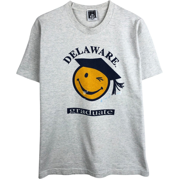90'S Product Code 31 Smile Print T-Shirt, Made in USA, Men's Size L (approx.) cotton white type Vintage Second Hand