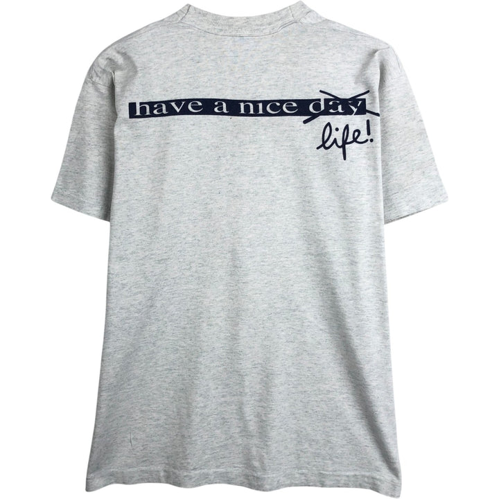 90'S Product Code 31 Smile Print T-Shirt, Made in USA, Men's Size L (approx.) cotton white type Vintage Second Hand