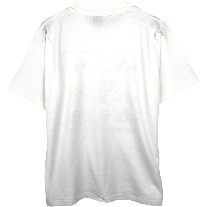 90'S Fruit of the Loom Best Printed T-shirt, Made in USA, Men's L size, Vintage cotton white type Vintage Second Hand
