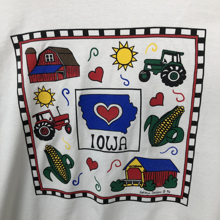 90'S Fruit of the Loom Best Printed T-shirt, Made in USA, Men's L size, Vintage cotton white type Vintage Second Hand