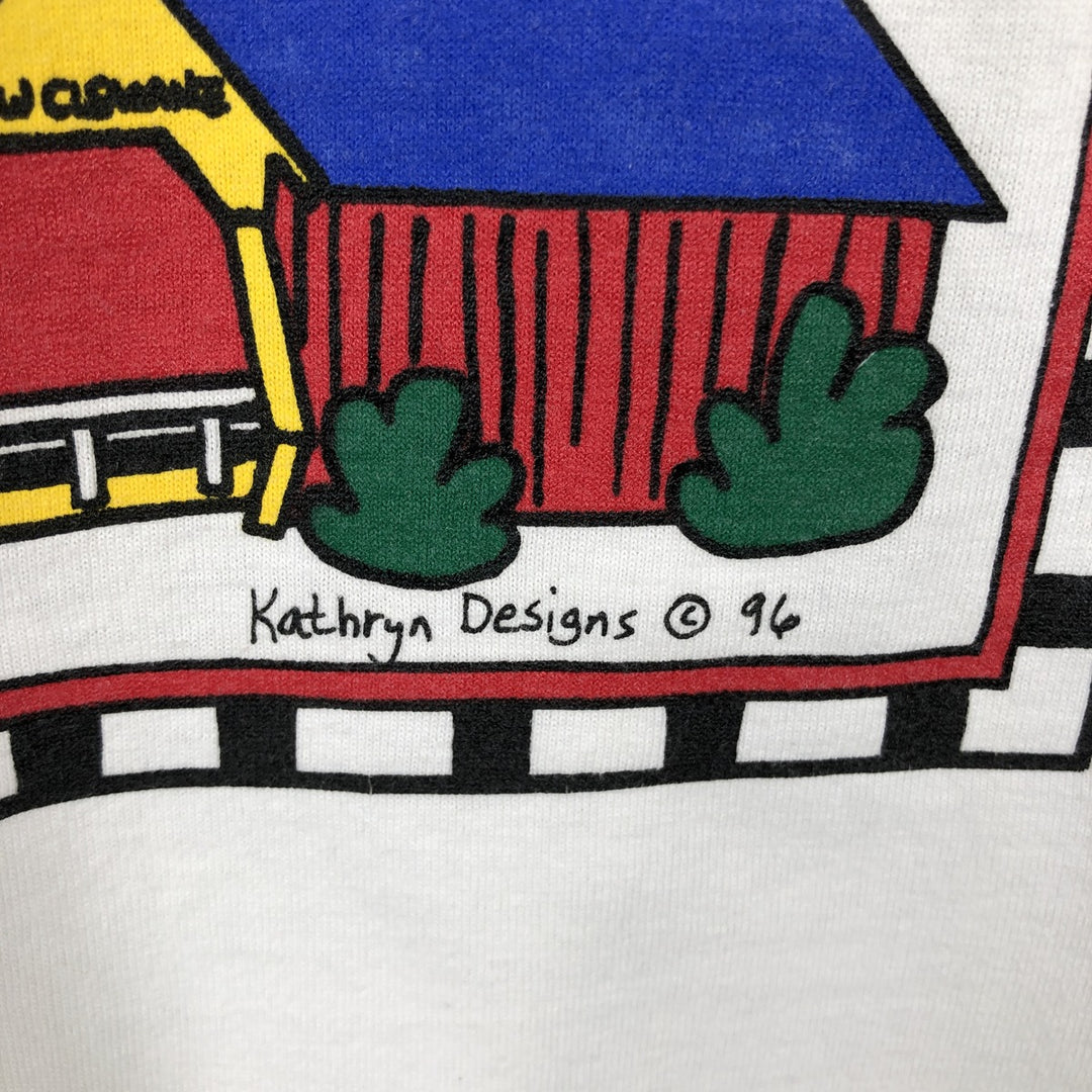 90'S Fruit of the Loom Best Printed T-shirt, Made in USA, Men's L size, Vintage cotton white type Vintage Second Hand