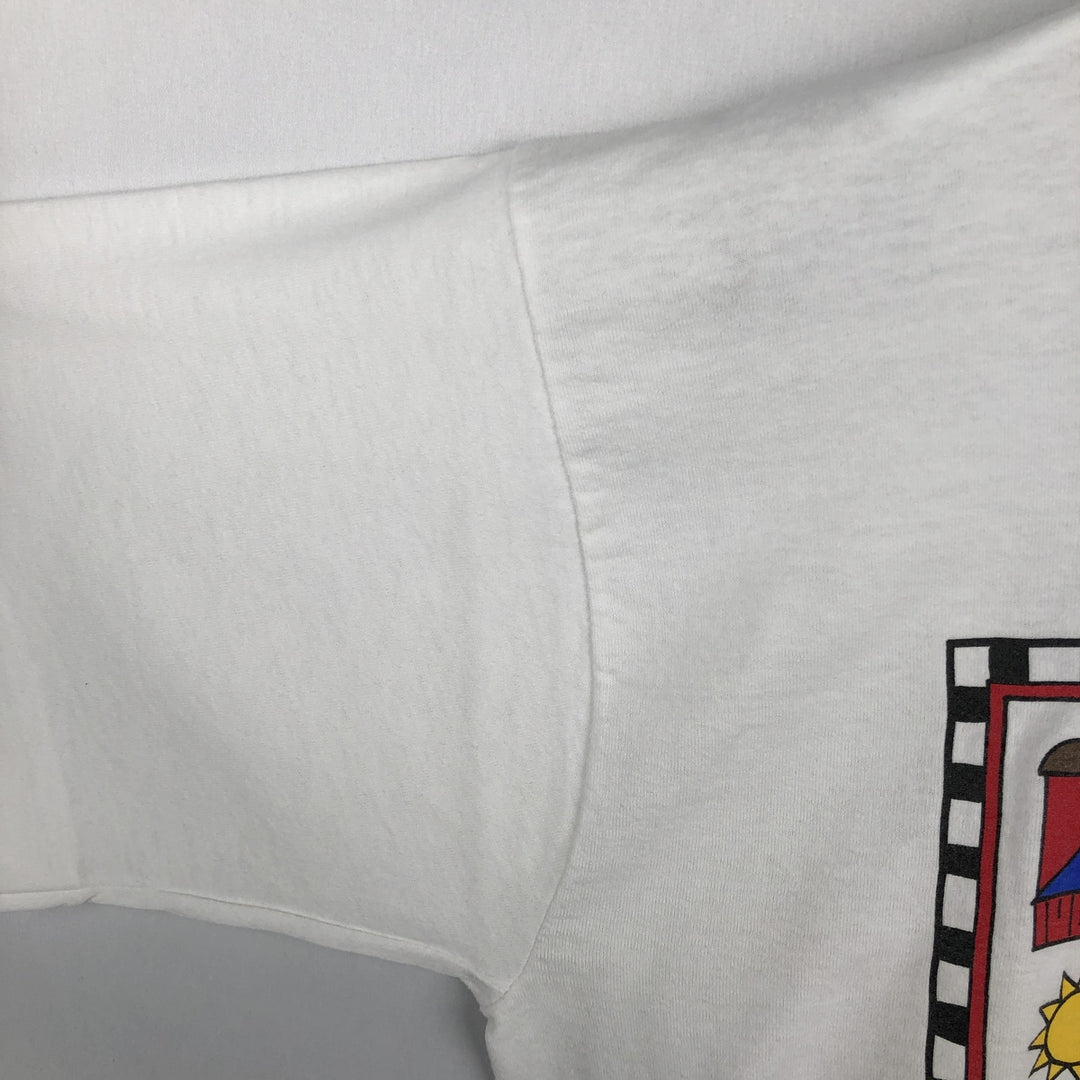 90'S Fruit of the Loom Best Printed T-shirt, Made in USA, Men's L size, Vintage cotton white type Vintage Second Hand