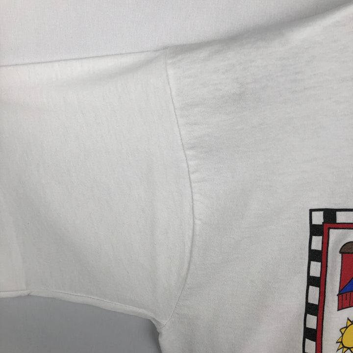 90'S Fruit of the Loom Best Printed T-shirt, Made in USA, Men's L size, Vintage cotton white type Vintage Second Hand