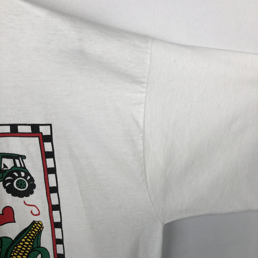 90'S Fruit of the Loom Best Printed T-shirt, Made in USA, Men's L size, Vintage cotton white type Vintage Second Hand