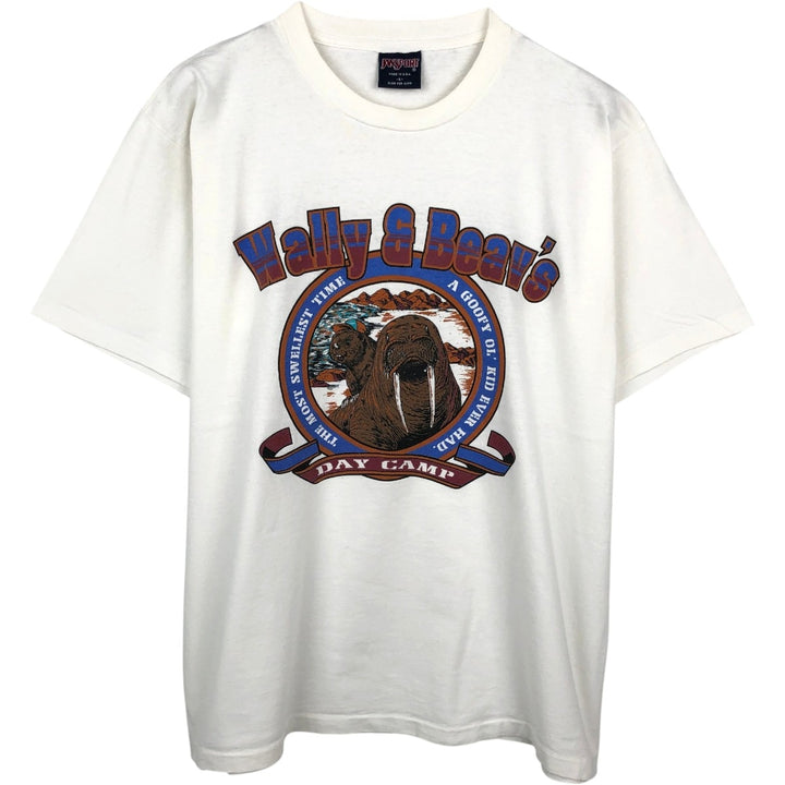 90'S Jansport Animal T-Shirt, Made in USA, Men's Size L (approx.), Vintage cotton white type Vintage Second Hand