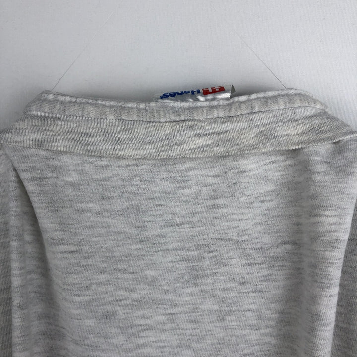 90'S Hanes BEEFY-T Printed T-shirt, Made in USA, Men's L size, Vintage cotton pale white type Vintage Second Hand