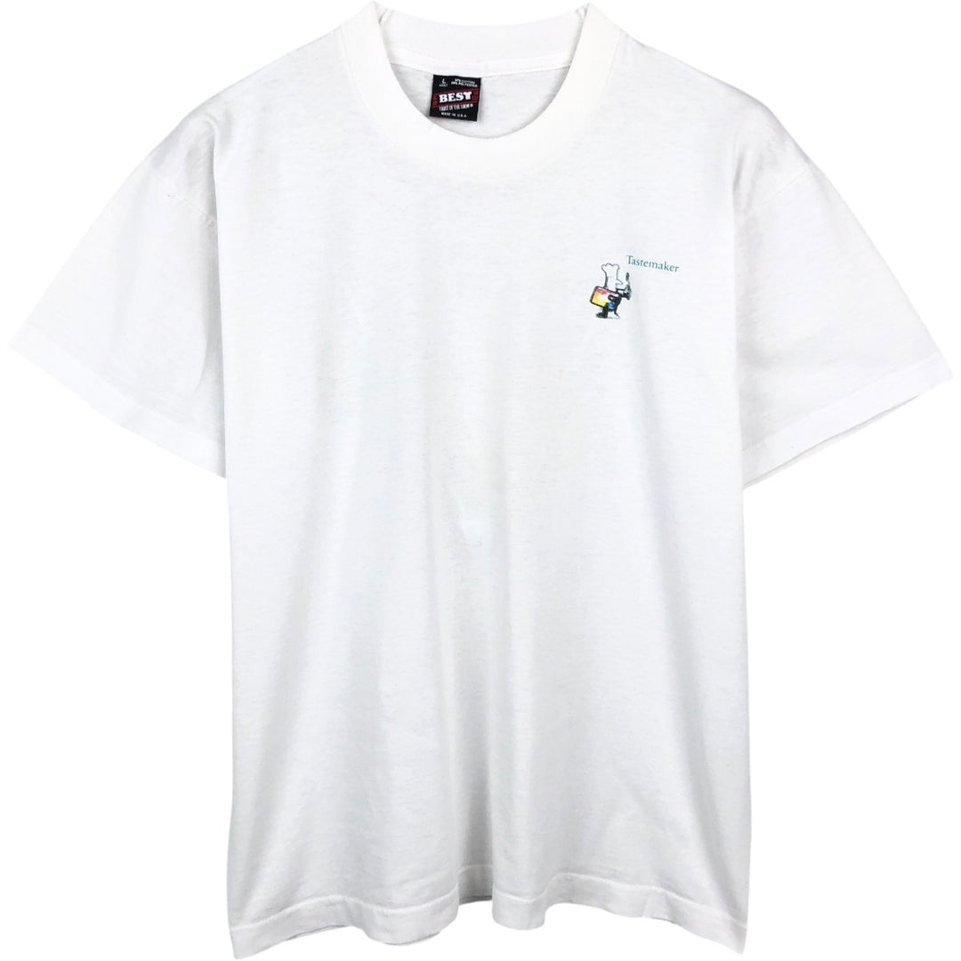 90'S Fruit of the Loom Best Printed T-shirt, Made in USA, Men's L size, Vintage cotton white type Vintage Second Hand